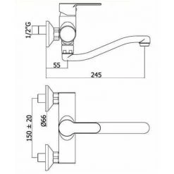 Mitigeur évier Mural Avec Tuyau Serpent Paffoni BLU161CR | Chromé - Chromé -PAFFONI Soldes 10541207 2