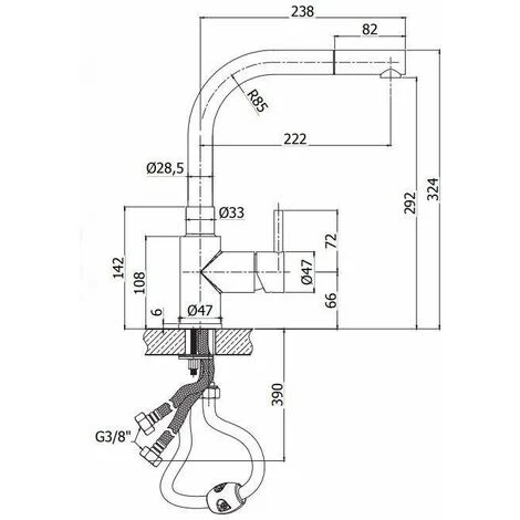 Mélangeur D'évier De Cuisine En Acier Inoxydable AISI303 Paffoni STEEL2 185 | Acier - Acier 4 Mélangeur D'évier De Cuisine En Acier Inoxydable AISI303 Paffoni STEEL2 185 | Acier - Acier – Image 2