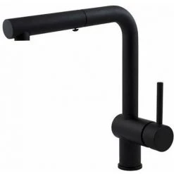 Mitigeur D'évier De Cuisine Avec Douche Extractible à Double Jet Paffoni Light LIG285 | Noir Mat - Noir Mat