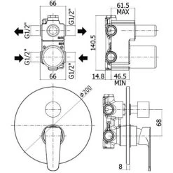 Mitigeur De Douche à Encastrer 2 Sorties Paffoni Green Art. GR018CR -PAFFONI Soldes 18063072 2