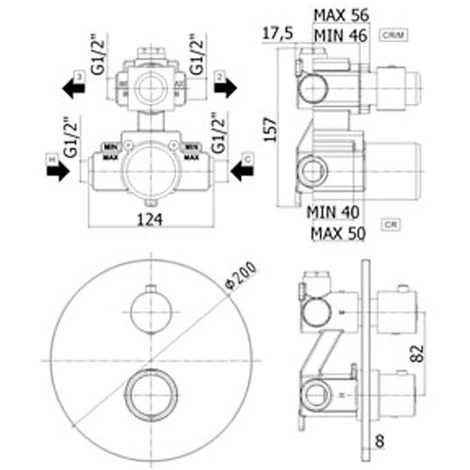 Mitigeur Thermostatique De Douche à Encastrer Avec 2 Sorties De Paffoni. Cod.LIQ018CR 4 Mitigeur Thermostatique De Douche à Encastrer Avec 2 Sorties De Paffoni. Cod.LIQ018CR – Image 2