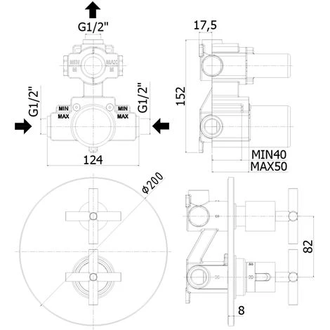 Mitigeur Thermostatique De Douche à Encastrer 1 Sortie Paffoni Quattro Sans Inverseur 4 Mitigeur Thermostatique De Douche à Encastrer 1 Sortie Paffoni Quattro Sans Inverseur – Image 2