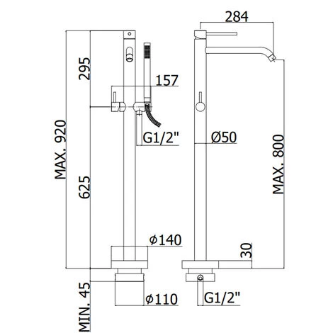 Mitigeur Bain-douche Au Sol Paffoni Light LIG032CR 7 Mitigeur Bain-douche Au Sol Paffoni Light LIG032CR – Image 5
