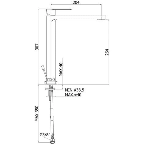 Paffoni Tango Mitigeur Lavabo Rallongé Sans Vidage Avec Mousseur M24x1 4 Paffoni Tango Mitigeur Lavabo Rallongé Sans Vidage Avec Mousseur M24x1 – Image 2