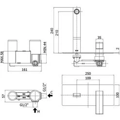 Paffoni Elle Mitigeur Lavabo à Encastrer Avec Bec Et Mousseur M24x1- L. 240 Millimètres 5 Paffoni Elle Mitigeur Lavabo à Encastrer Avec Bec Et Mousseur M24x1- L. 240 Millimètres -PAFFONI Soldes 18063449 2