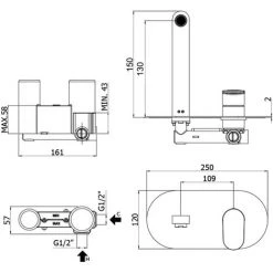 Paffoni Candy Mitigeur Lavabo à Encastrer Avec Bec Et Mousseur M24x1 - L. 150 Millimètres -PAFFONI Soldes 18063496 2