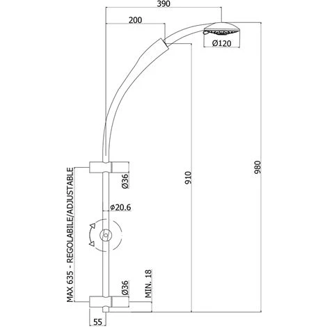 Rail Coulissant Paffoni Twin En Laiton Chromé Max. 653 Mm Et Douche Abs 4 Rail Coulissant Paffoni Twin En Laiton Chromé Max. 653 Mm Et Douche Abs – Image 2