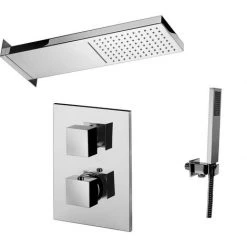 Ensemble De Douche Paffoni Avec Pomme De Douche Cascade Rectangulaire Confortable