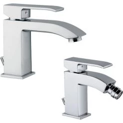 Ensemble De Mitigeurs De Salle De Bain Paffoni Level Lavabo + Bidet Avec Bonde