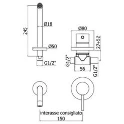 Mitigeur De Lavabo à Encastrer Paffoni Light Avec Bec Mural De 245 Mm De Long -PAFFONI Soldes 18153448 2