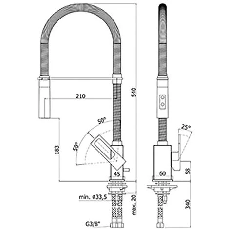 Mitigeur D'évier Professionnel Paffoni Effe Avec Douche En ABS à Double Jet 5 Mitigeur D'évier Professionnel Paffoni Effe Avec Douche En ABS à Double Jet – Image 3