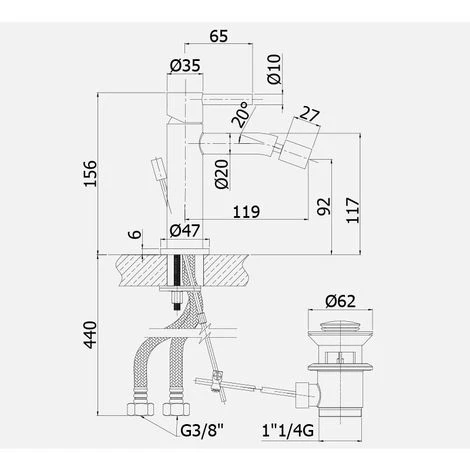 Mitigeur De Bidet Paffoni Steel Avec Vidange En Acier Inoxydable Satiné 5 Mitigeur De Bidet Paffoni Steel Avec Vidange En Acier Inoxydable Satiné – Image 3
