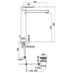 Paffoni Ringo Mitigeur Lavabo Haut Sans Vidage -PAFFONI Soldes 18525792 3