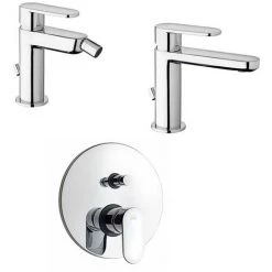 Mitigeur Lavabo Paffoni Candy Avec Bonde, Bidet Avec Bonde Et Douche Avec Inverseur