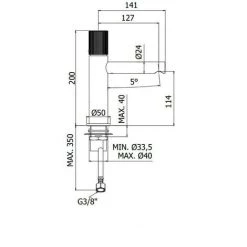 Mitigeur Lavabo En Laiton Avec Bec Allongé Paffoni Jo JO071CR-JO071NO | Noir Mat - Sans Vidage - Noir Mat -PAFFONI Soldes 46538239 3