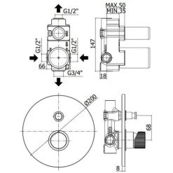 Mitigeur Douche à Encastrer 2 Sorties Avec Plaque Ronde Ø200 Mm Paffoni Jo JO015CR-JO015NO | Chromé - 2 Sorties - Chromé -PAFFONI Soldes 47357164 2