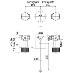 Mitigeur Lavabo Mural 3 Trous Avec Plaques Rondes Paffoni Jo JO003CR-JO003NO | Chromé - 175 Mm - Chromé -PAFFONI Soldes 47357175 2