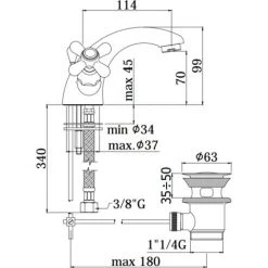 Mitigeur De Lavabo Style Rétro Paffoni Iris - Viola IRV075 - VLV075 | Chromé - Viola - Vidage Automatique 1"1/4 - Chromé -PAFFONI Soldes 4866335 3