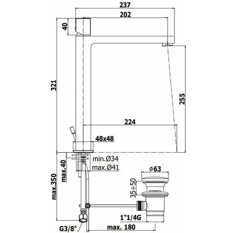 Mitigeur De Lavabo Allongé Avec Levier Cube Paffoni ELLE ELX085 | Vidage Automatique 1"1/4 4 Mitigeur De Lavabo Allongé Avec Levier Cube Paffoni ELLE ELX085 | Vidage Automatique 1"1/4 – Image 2