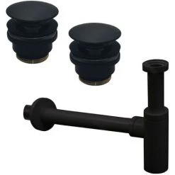 Ensemble De 2 Bondes Clic-clac Pour Lavabos Avec Trop-plein Et Siphon Paffoni Light Exclusive Edition, Version Matt Black