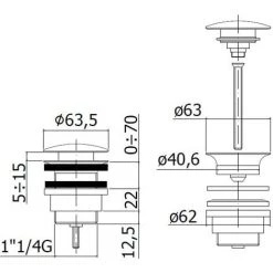 Ensemble De 2 Bondes Clic-clac Pour Lavabos Avec Trop-plein Et Siphon Paffoni Light Exclusive Edition, Version Matt Black -PAFFONI Soldes 50053346 3