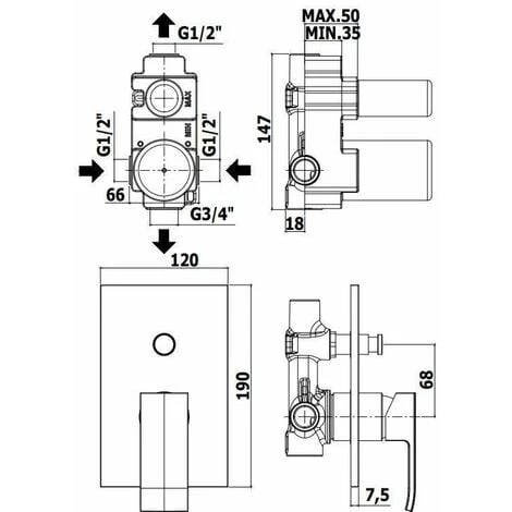 Mitigeur De Douche Encastrable Avec Déviateur Paffoni ELLE EL015CR - EL015CR/M | ELLE - 2 Sorties - Acier Inoxydable 4 Mitigeur De Douche Encastrable Avec Déviateur Paffoni ELLE EL015CR - EL015CR/M | ELLE - 2 Sorties - Acier Inoxydable – Image 2