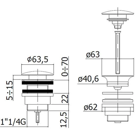 Bonde Clic-clac Pour Lavabos Avec Trop-plein Paffoni Light Exclusive Edition Version Black Nickel 4 Bonde Clic-clac Pour Lavabos Avec Trop-plein Paffoni Light Exclusive Edition Version Black Nickel – Image 2