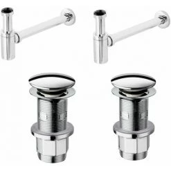 PAFFONI Kit D'installation Pour Deux Lavabos Avec Siphon Design Et Vidage Clic Clac