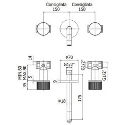 Mitigeur Lavabo Mural Avec Bec De 24,5 Cm Paffoni Jo Matt Black -PAFFONI Soldes 50947083 2