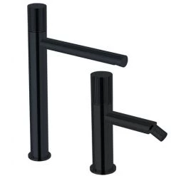 Ensemble De Mitigeurs Lavabo Et Bidet Hauts Avec Vidage Clic-clac Paffoni Jo Matt Black