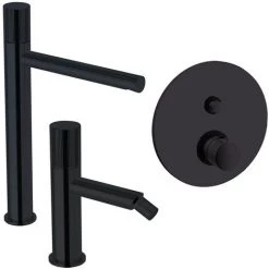 Ensemble De Mitigeurs Haut Lavabo-bidet-douche Avec Inverseur Paffoni Jo Matt Black