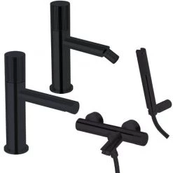 Ensemble De Mitigeurs Lavabo-bidet-baignoire Avec Douchette Paffoni Jo Nero Opaco