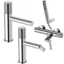 Ensemble De Mitigeurs Lavabo-bidet-baignoire Avec Douchette Paffoni Jo Chrome