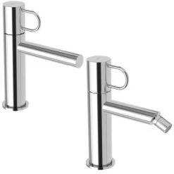 Ensemble De Mitigeurs Lavabo Et Bidet Avec Vidage Paffoni Jocker Chromé Clic-clac