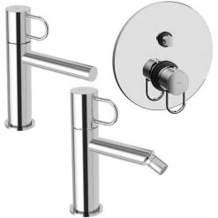 Ensemble De Mitigeurs Lavabo, Bidet Et Douche Avec Inverseur Chromé Paffoni Jocker