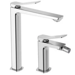 Ensemble De Mitigeurs Hauts Pour Lavabo Et Bidet En Laiton Chromé Modèle Tilt Paffoni