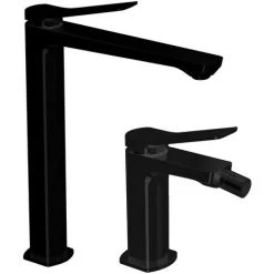 Ensemble Mitigeur Lavabo Et Bidet Haut En Laiton Modèle Tilt Paffoni Matt Black