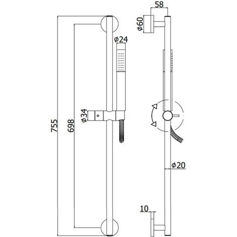 Barre De Douche Life Tonda Paffoni Avec Douche En Métal Matt Black 4 Barre De Douche Life Tonda Paffoni Avec Douche En Métal Matt Black – Image 2