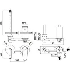 PAFFONI Mitigeur De Lavabo à Encastrer Complet Avec: Plaques En Laiton 70mm Raccords 1/2 ”G -PAFFONI Soldes 50947208 2
