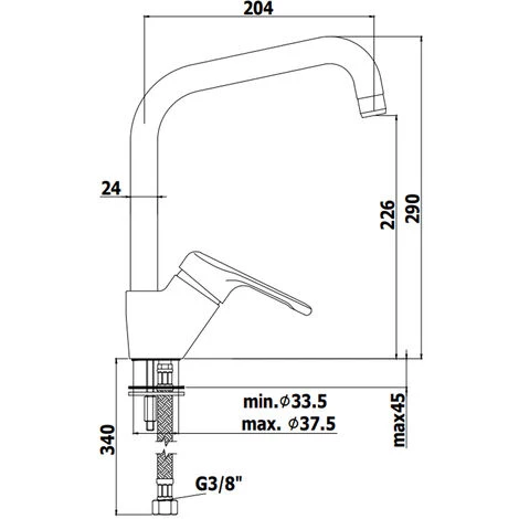 Mitigeur D'évier Noir Brillant Avec Bec Haut Série Pegaso Paffoni 4 Mitigeur D'évier Noir Brillant Avec Bec Haut Série Pegaso Paffoni – Image 2