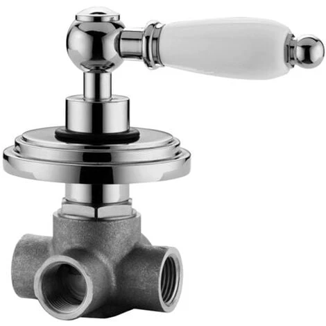 Inverseur à Encastrer Pour Douche Rétro Avec Plaque En Métal Chromé Et Poignée En ABS Blanc Modèle Belinda- Paffoni 3 Inverseur à Encastrer Pour Douche Rétro Avec Plaque En Métal Chromé Et Poignée En ABS Blanc Modèle Belinda- Paffoni