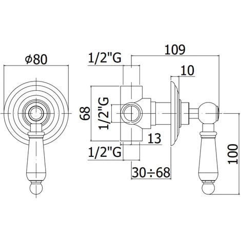Inverseur à Encastrer Pour Douche Rétro Avec Plaque En Métal Chromé Et Poignée En ABS Blanc Modèle Belinda- Paffoni 4 Inverseur à Encastrer Pour Douche Rétro Avec Plaque En Métal Chromé Et Poignée En ABS Blanc Modèle Belinda- Paffoni – Image 2