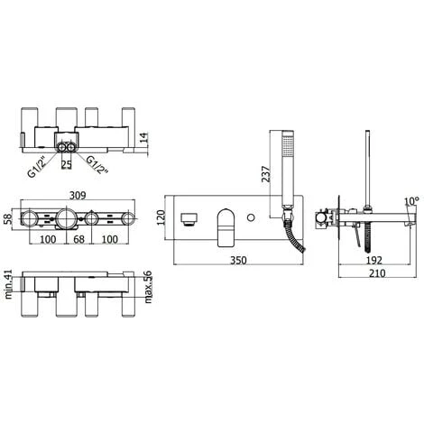Mitigeur Bain-douche Mural à Encastrer Avec Douchette Monojet Paffoni Tilt TI001 | Blanc Mat - Blanc Mat 5 Mitigeur Bain-douche Mural à Encastrer Avec Douchette Monojet Paffoni Tilt TI001 | Blanc Mat - Blanc Mat – Image 3