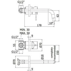 Mitigeur Mural Pour Vasque Paffoni Joker JK006-JK007 | Noir Mat - 178 Mm - Noir Mat -PAFFONI Soldes 57747492 2
