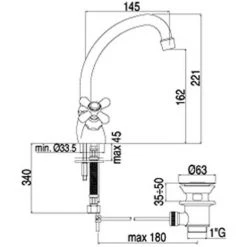 Mitigeur Lavabo Haut Réglable Avec Bonde Paffoni Iris Cod. IRV077 -PAFFONI Soldes 71207974 2
