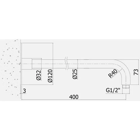 Paffoni Steel Pommeau De Douche Longueur Bras 30 Cm 5 Paffoni Steel Pommeau De Douche Longueur Bras 30 Cm – Image 3