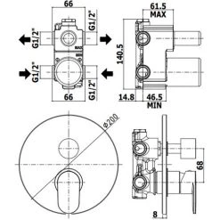 Mitigeur De Douche à Encastrer Avec Inverseur Mécanique 2 Voies Et 1 Position Combinée Modèle Candy Paffoni -PAFFONI Soldes 71616878 2