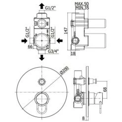 Mitigeur De Douche Avec Inverseur à Poussoir 2 Voies Paffoni Jocker Chrome -PAFFONI Soldes 71639006 2