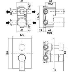Mitigeur De Douche à Encastrer 2 Sorties Paffoni Tango Avec Inverseur Cartouche Et Plaque 120x190 Mm -PAFFONI Soldes 71699664 2