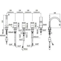 Mitigeur Bain 5 Trous Sur Gorge Avec Bec à Levier Plat Paffoni Level -PAFFONI Soldes 71700351 2